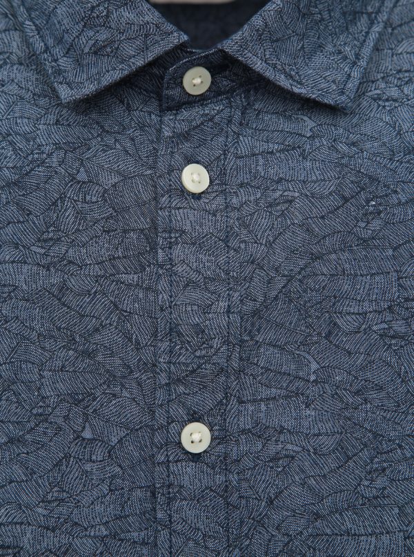 Tmavomodrá vzorovaná slim fit košeľa Selected Homme Mark