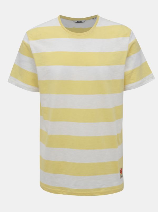 Bielo-žlté pruhované tričko ONLY & SONS Patterson