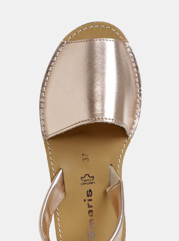 Kožené sandále v rúžovozlatej farbe Tamaris