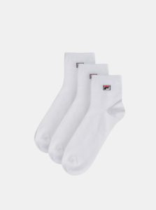 Sada troch párov bielych kotníkových ponožiek FILA