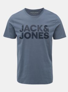 Modré slim fit tričko s potlačou Jack & Jones Corp