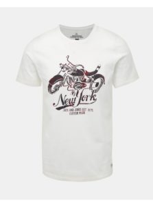 Biele tričko s potlačou Jack & Jones Biker
