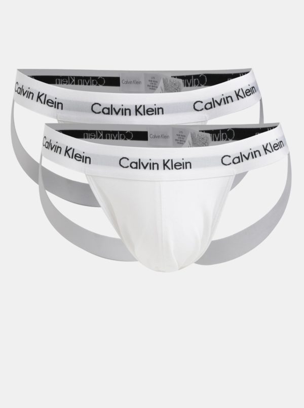 Sada dvoch bielych jock strap slipov Calvin Klein Underwear