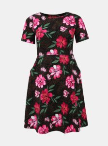 Rúžovo-čierne kvetované šaty Dorothy Perkins Curve