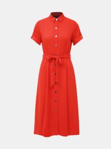 Oranžové košeľové midi šaty Dorothy Perkins