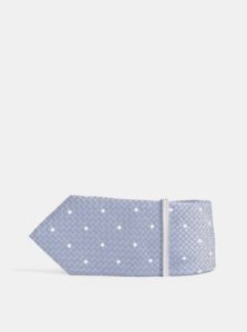 Modrá vzorovaná slim kravata so sponou Burton Menswear London Clip