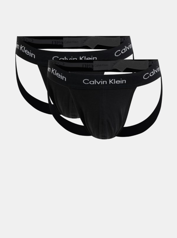 Sada dvoch čiernych jock strap slipov Calvin Klein Underwear