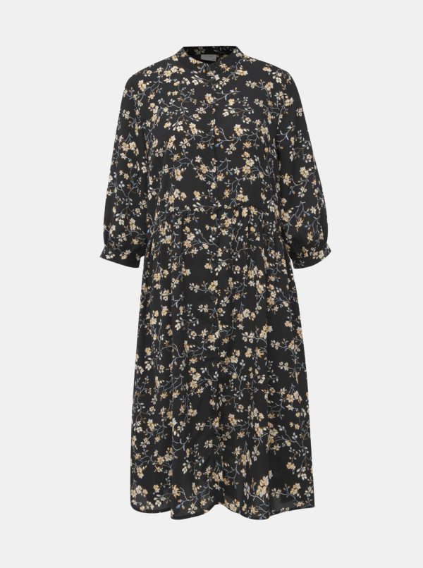 Čierne kvetované košeľové šaty Jacqueline de Yong Zoey
