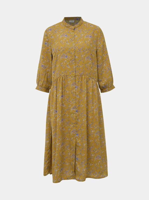 Horčicové kvetované košeľové šaty Jacqueline de Yong Zoey