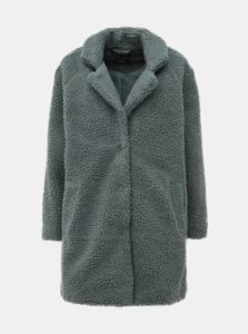 Zeleno-šedý kabát z umelej kožušiny ONLY Aurelia