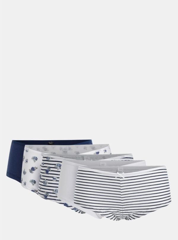 Balenie piatich nohavičiek v bielo–modrej farbe M&Co
