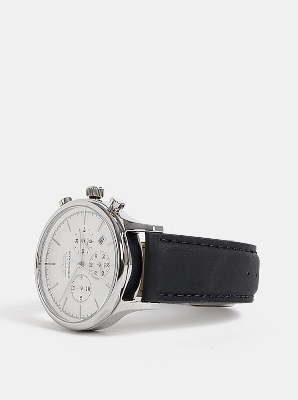 Pánske hodinky s čiernym koženým remienkom Lee Cooper