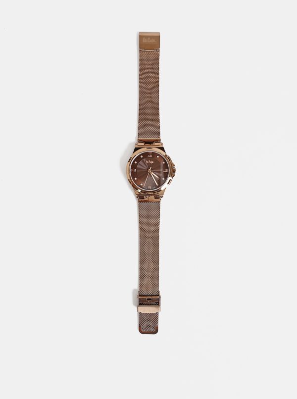 Dámske hodinky s kovovým remienkom v medenej farbe Lee Cooper
