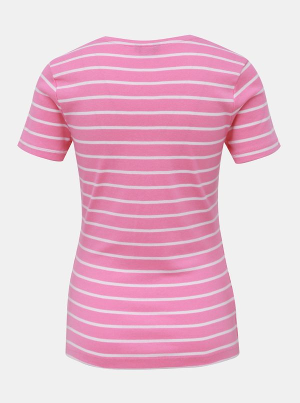 Rúžové pruhované basic tričko M&Co Bretton