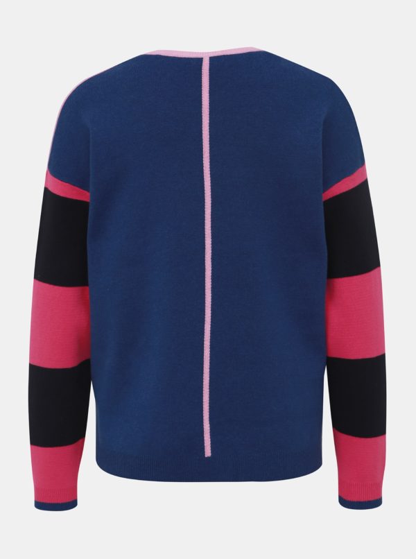 Modro-ružový pruhovaný sveter M&Co Milano