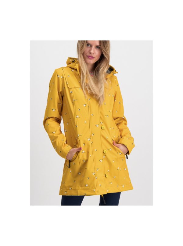 Žltý vzorovaný funkčný softshellový kabát Blutsgeschwister Wild Weather