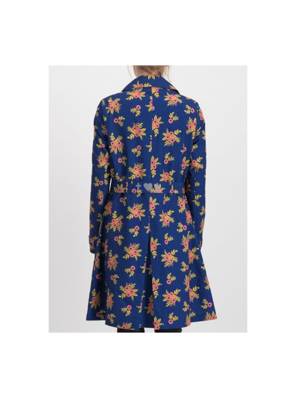 Tmavomodrý kvetovaný ľahký kabát Blutsgeschwister Casablanca Souvenir