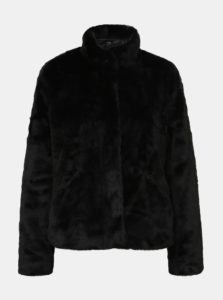 Čierny krátky kabát z umelej kožušiny ONLY Vida