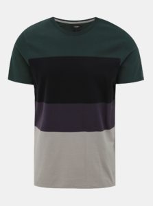 Šedo-zelené pruhované slim fit tričko Jack & Jones Terrance