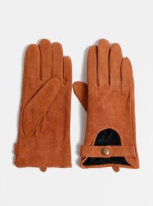 Hnedé semišové rukavice ONLY Biker