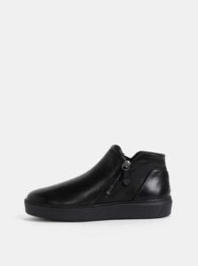 Čierne kožené kotníkové topánky Tamaris