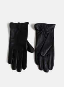 Čierne kožené rukavice Pieces Nellie