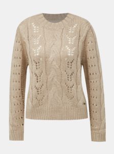 Béžový dámsky sveter s prímesou vlny Pepe Jeans Candela