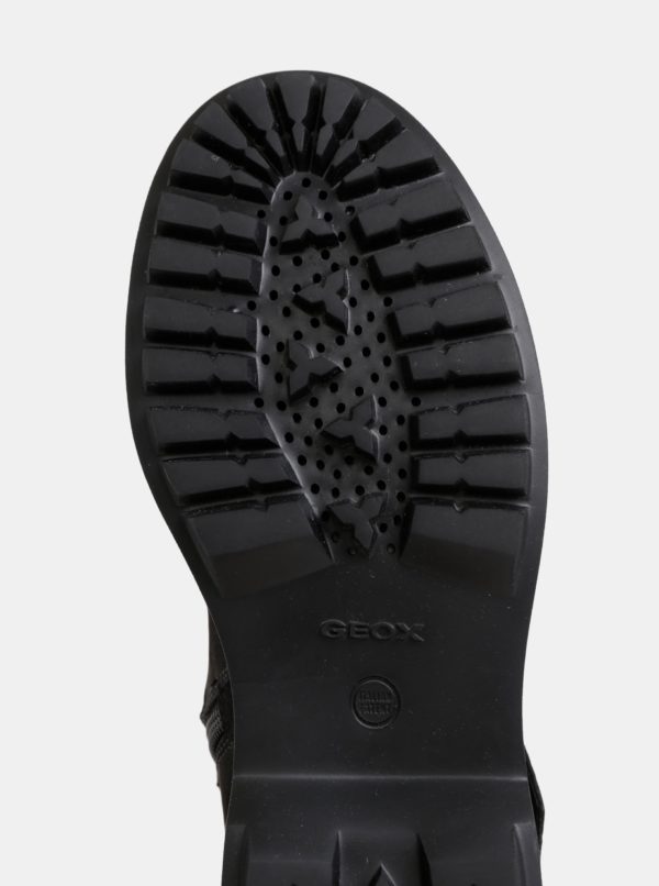 Černé dámske kožené kotníkové topánky Geox Sheely