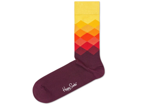 Pánske  Faded Diamond 2012 Ponožky Happy Socks -  červená žltá oranžová
