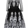 Čierne šaty s tylovou sukňou a čipkou v striebornej farbe Chi Chi London