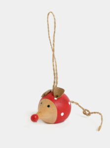 Béžovo–červená vianočná dekorácia v tvare myši Sass & Belle