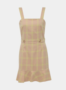 Béžové kockované šaty Miss Selfridge