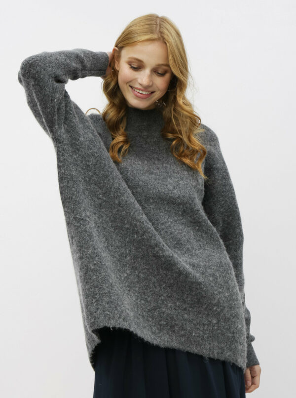 Tmavošedý basic sveter s prímesou vlny Selected Femme Fenica