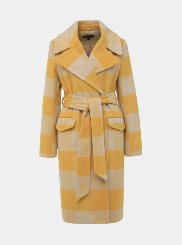 Žltý kockovaný kabát Miss Selfridge