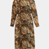 Hnedé šaty s leopardím vzorom Zizzi Povla