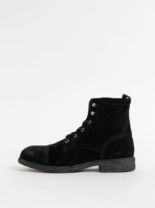 Čierne semišové zimné členkové topánky Selected Homme Terrel