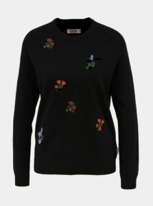Čierny dámsky kvetovaný vlnený sveter Maloja Chatrin