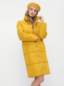 Horčicový zimný prešívaný kabát Jacqueline de Yong Erica