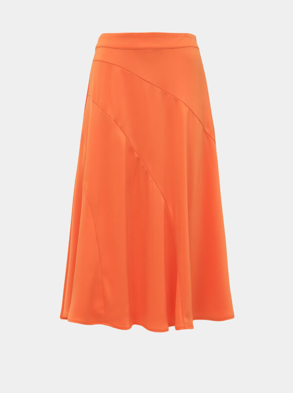 Oranžová saténová midi sukňa VERO MODA Gabbi
