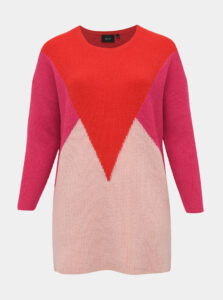 Červeno-ružový sveter s prímesou vlny Zizzi Alice
