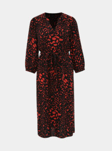 Červeno-čierne šaty s leopardím vzorom M&Co