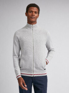 Svetlošedý sveter na zips Burton Menswear London