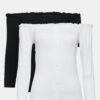Sada dvoch tričiek s odhalenými ramenami v bielej a čiernej farbe Dorothy Perkins