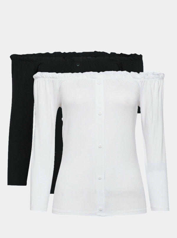 Sada dvoch tričiek s odhalenými ramenami v bielej a čiernej farbe Dorothy Perkins