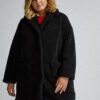 Čierny kabát z umelého kožúšku Dorothy Perkins Curve