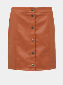 Oranžová koženková sukňa VERO MODA Conneryray