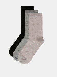 Sada troch párov vzorovaných ponožiek v rúžovej, šedej a čiernej farbe M&Co