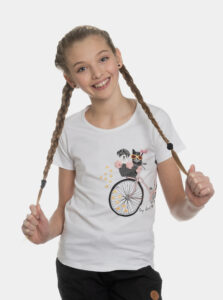 Biele dievčenské tričko s potlačou SAM 73