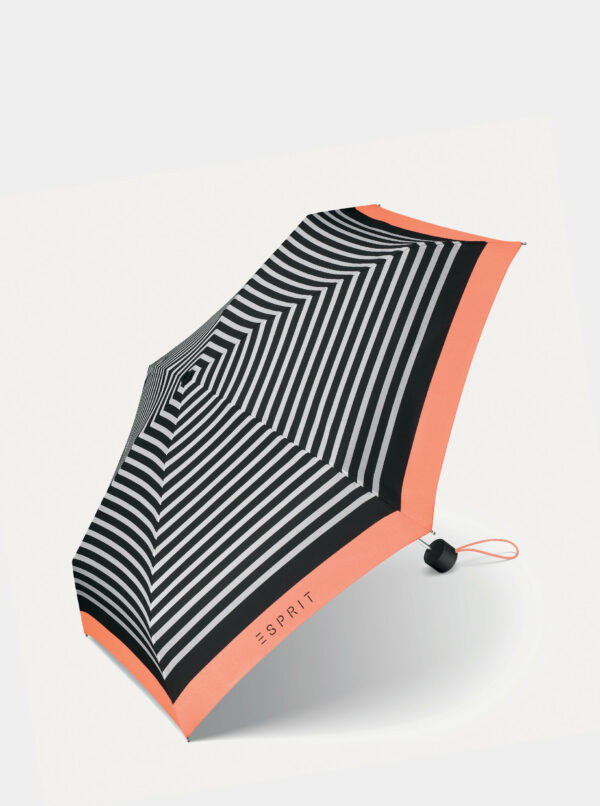 Čierny dámsky skladací pruhovaný dáždnik Esprit