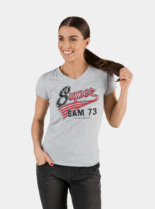 Svetlošedé dámske tričko s potlačou SAM 73